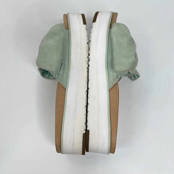 Ugg Joan Platform Slide Sandal Size 7 Aqua Blue Suede Bow Open Toe Comfort - Picture 6 of 10